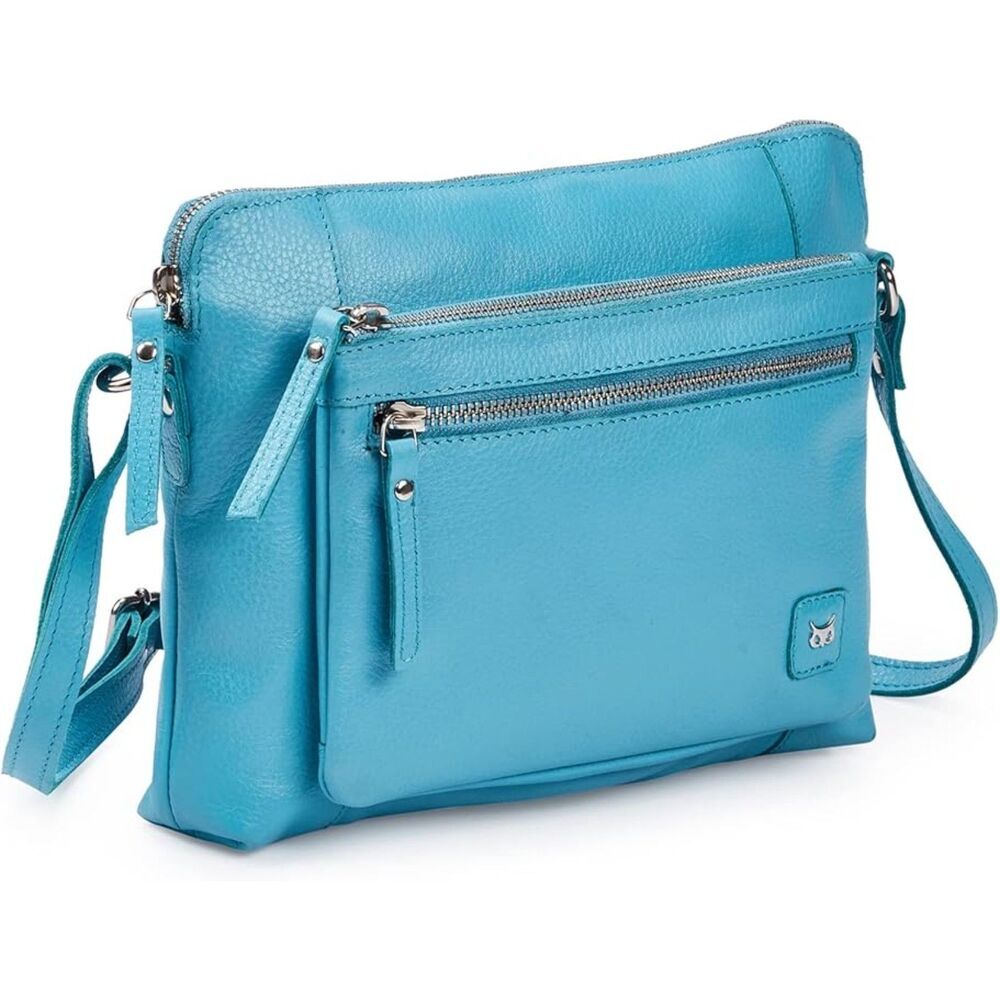 Women Air Blue Imported Leather Polyester Soft Pebbled Crossbody Shoulder Bag